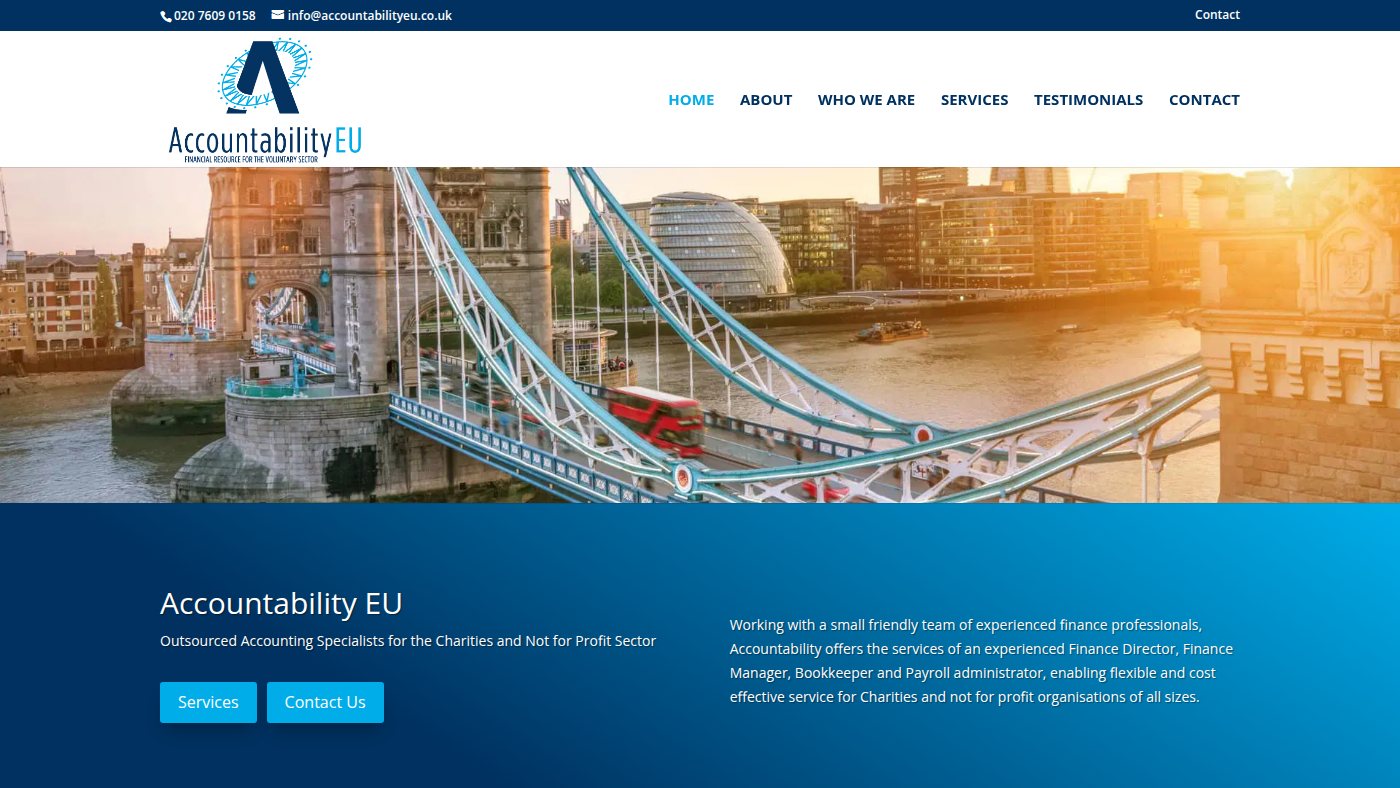The home page of accountabilityeu.co.uk