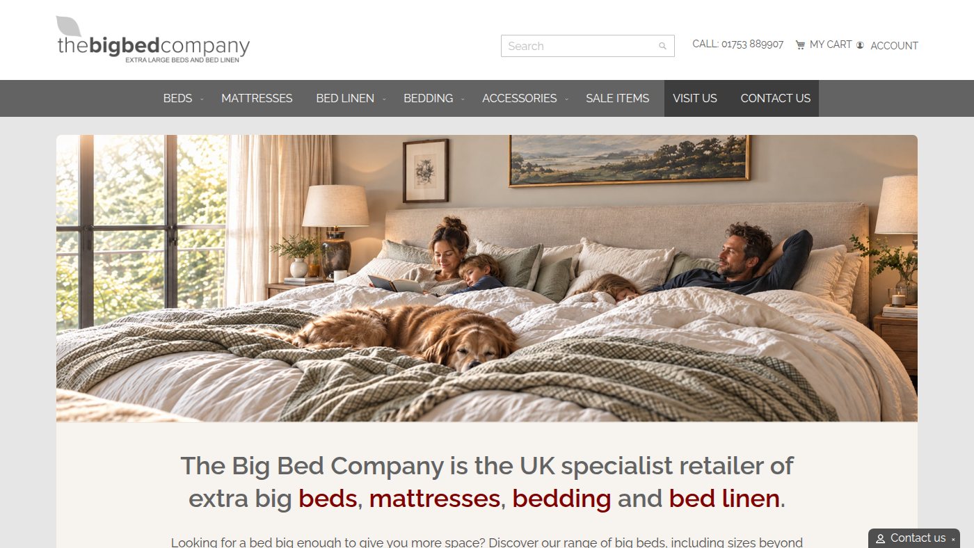 The home page of thebigbedcompany.com