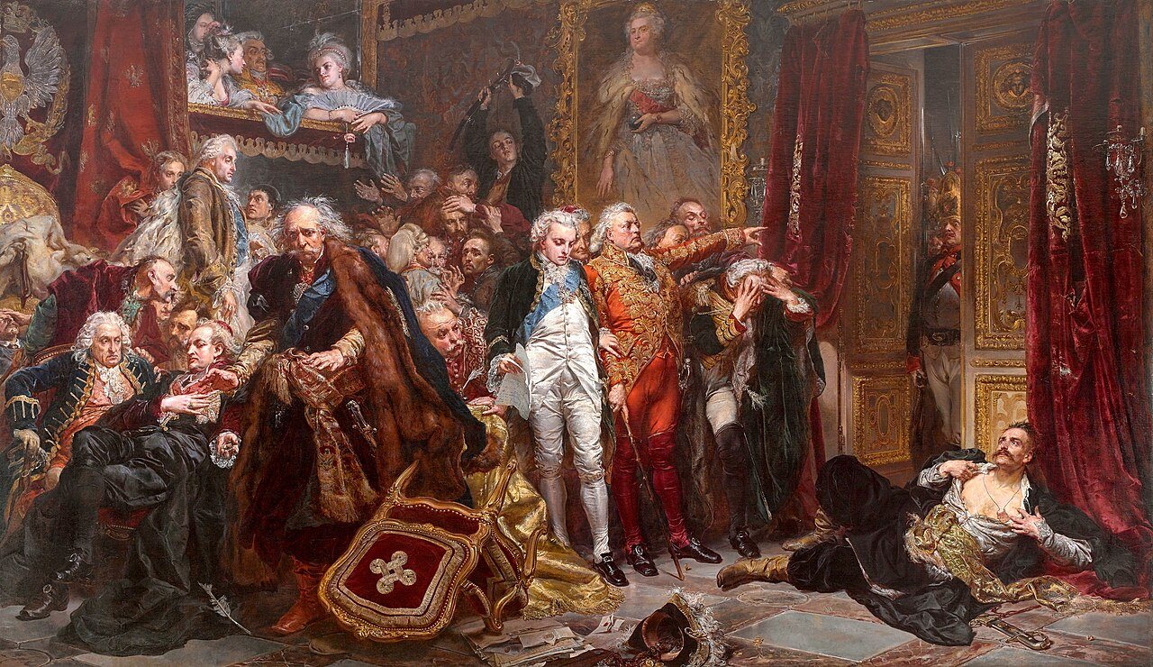 Rejtan en la Dieta de 1773, óleo sobre lienzo de Jan Matejko, 1866, 282 cm × 487 cm, Castillo Real de Varsovia