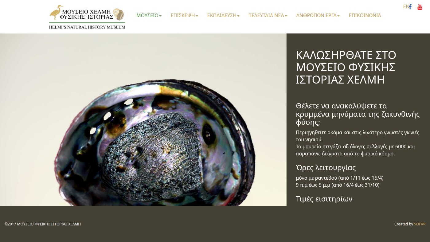 The home page of museumhelmis.gr