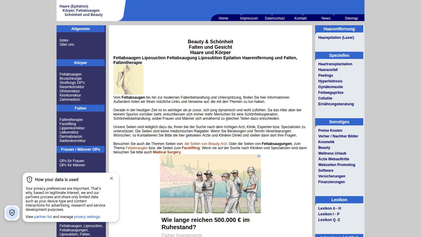 The home page of haare-koerper.ch