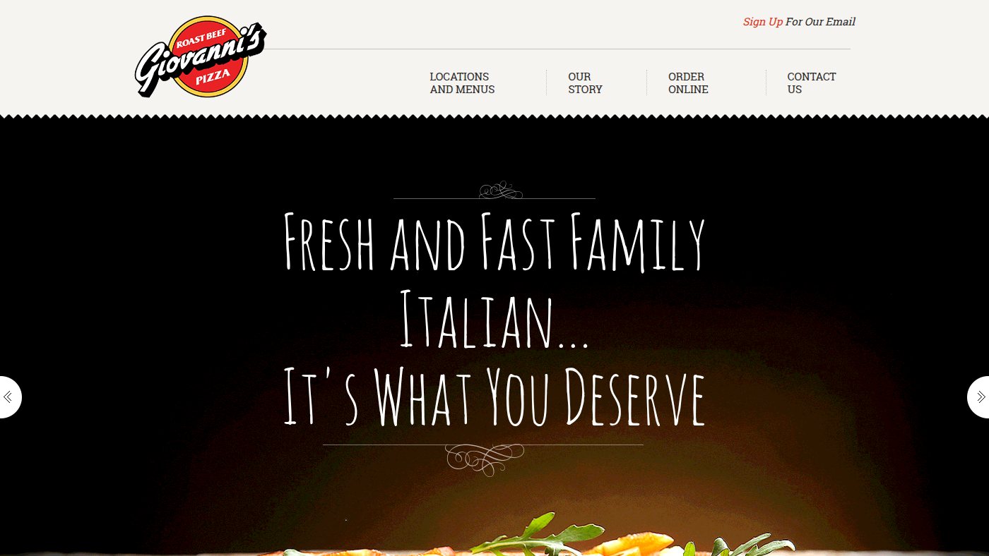 The home page of originalgiovannis.com