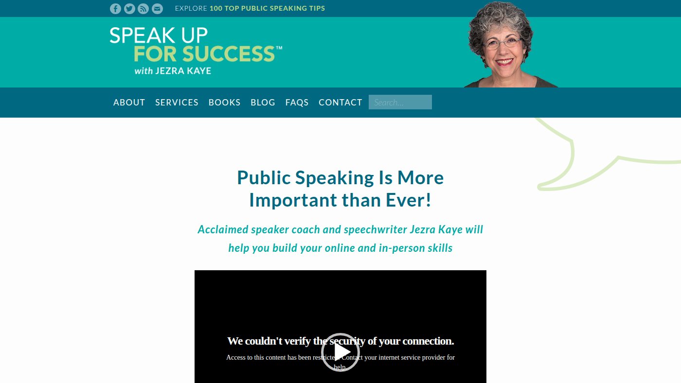 The home page of speakupforsuccess.com
