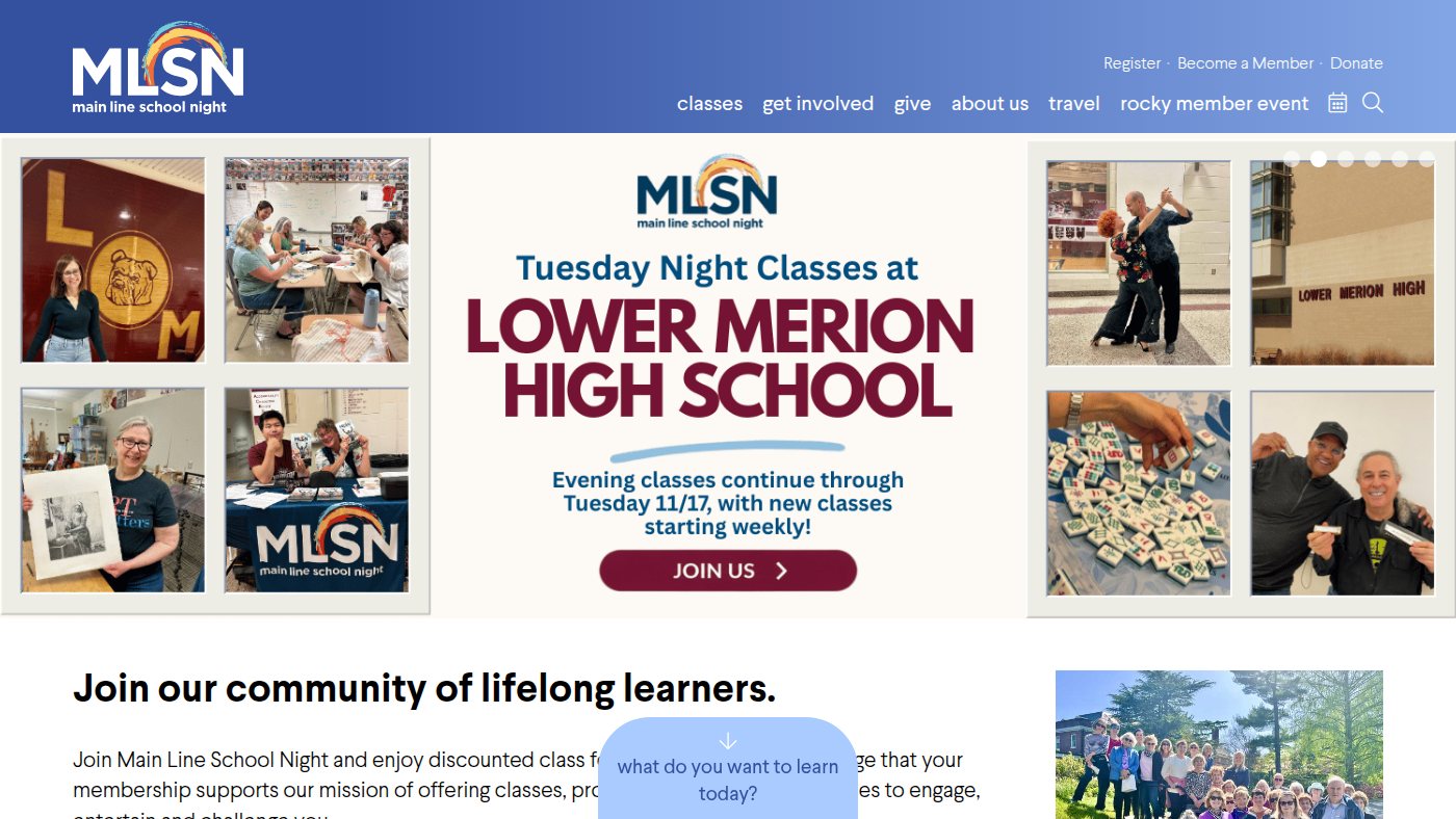 The home page of mainlineschoolnight.org