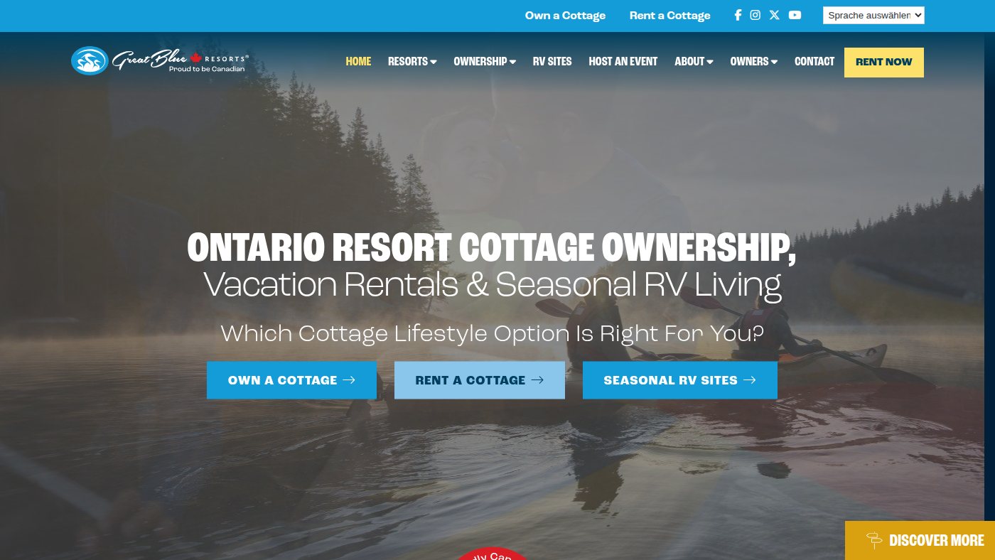 The home page of greatblueresorts.com