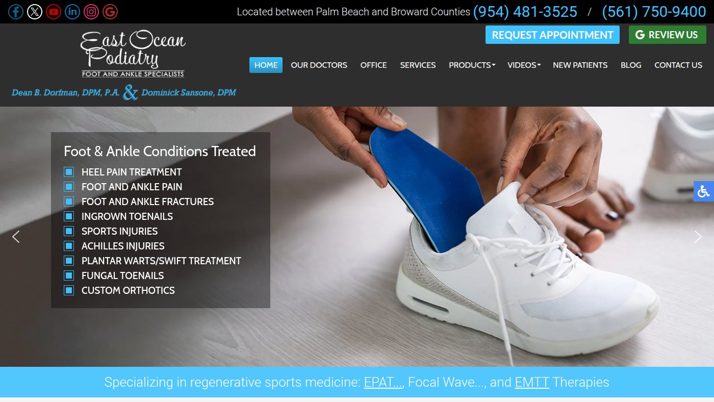The home page of eastoceanpodiatry.com