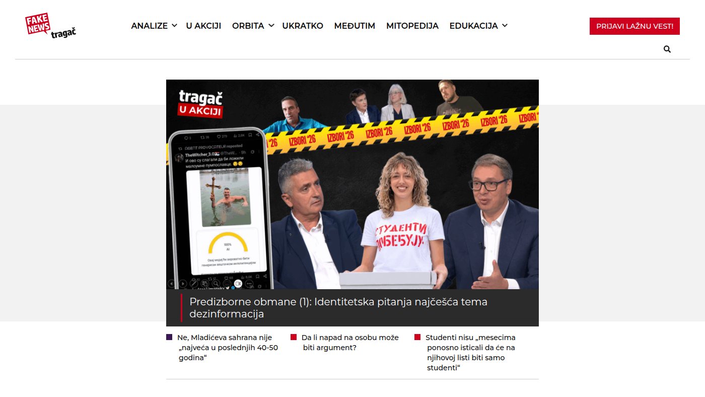 The home page of fakenews.rs