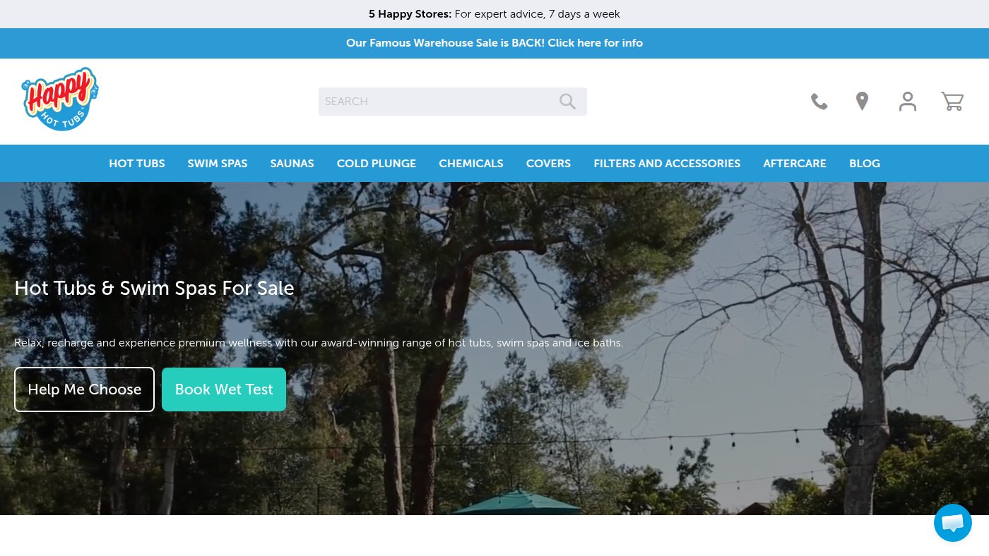 The home page of happyhottubs.co.uk