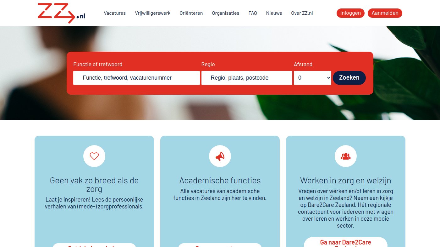 The home page of zz.nl