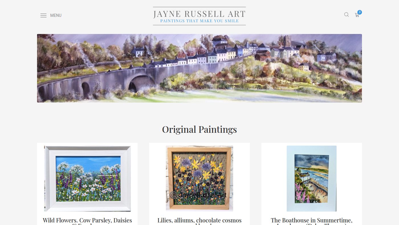 The home page of jaynerussellart.co.uk