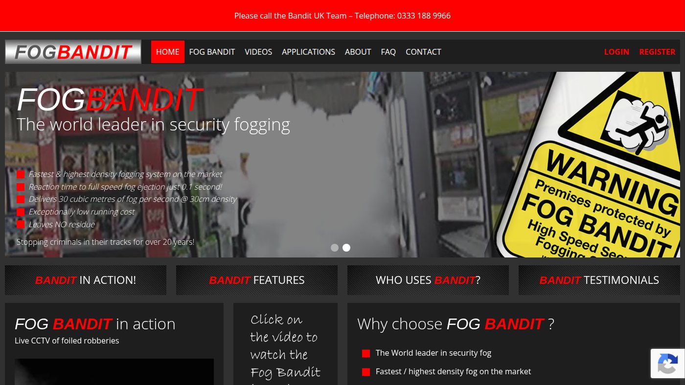 The home page of bandituk.co.uk