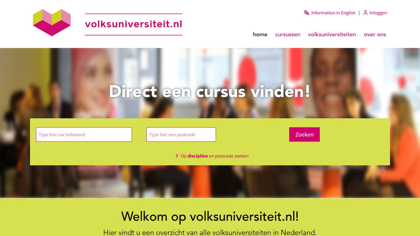 The home page of volksuniversiteit.nl