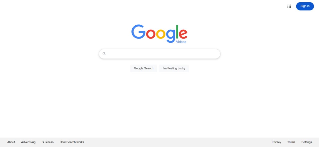 Captura de ecrã do motor de busca do Google Vídeos