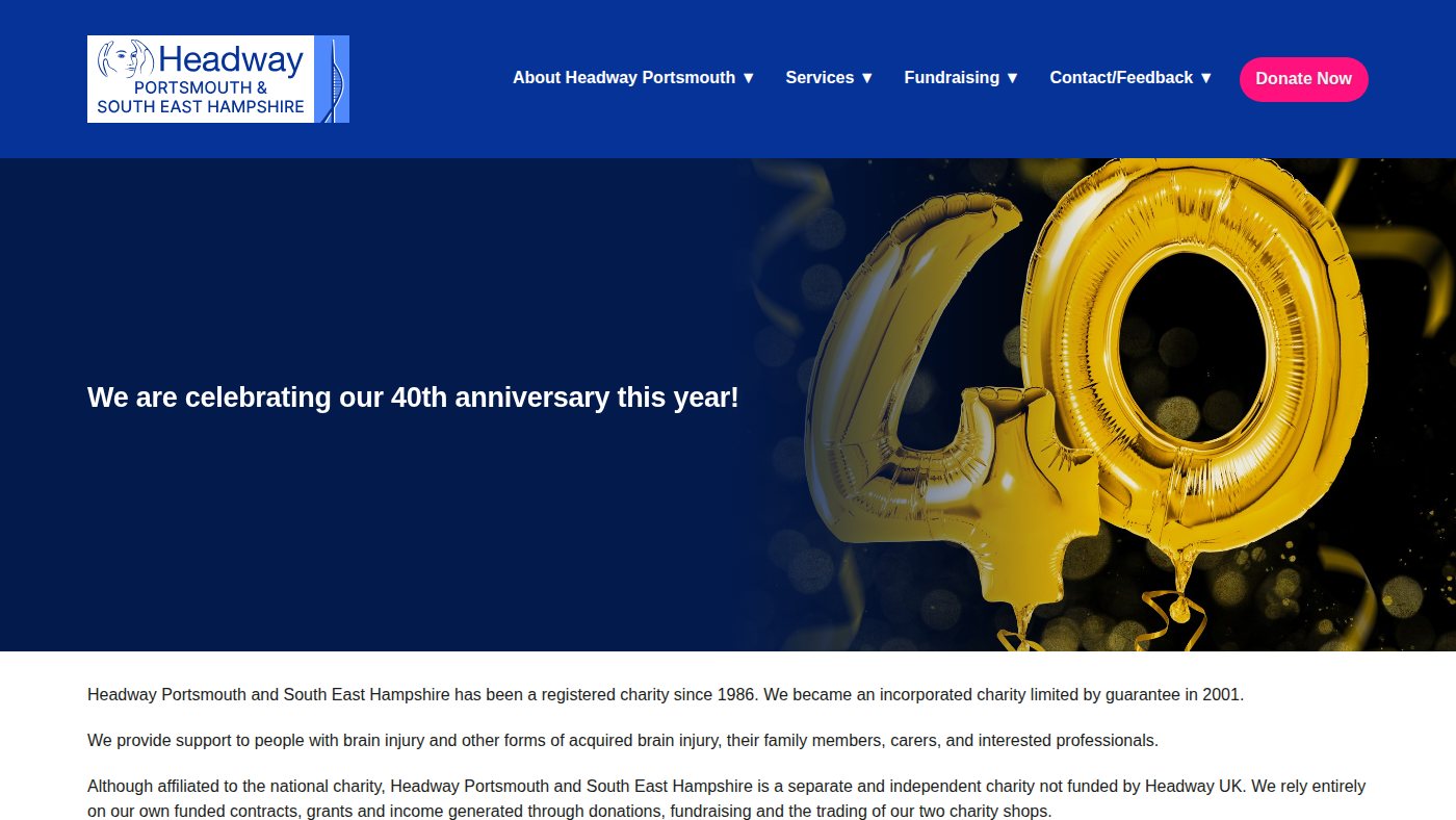 The home page of headwayportsmouth.co.uk