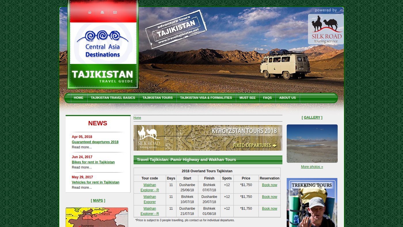 The home page of traveltajikistan.net