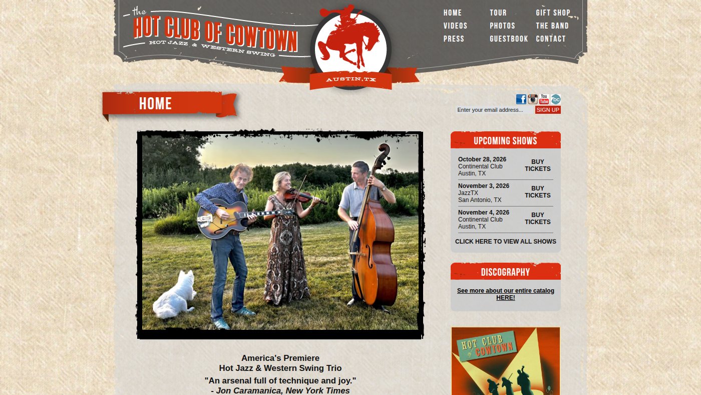 The home page of hotclubofcowtown.com