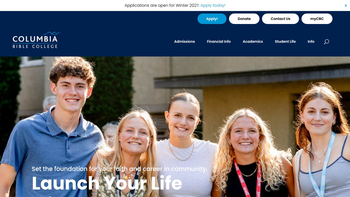 The home page of columbiabc.edu