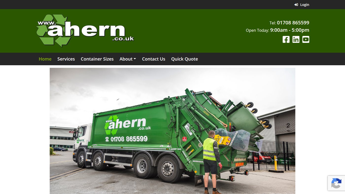 The home page of ahern.co.uk