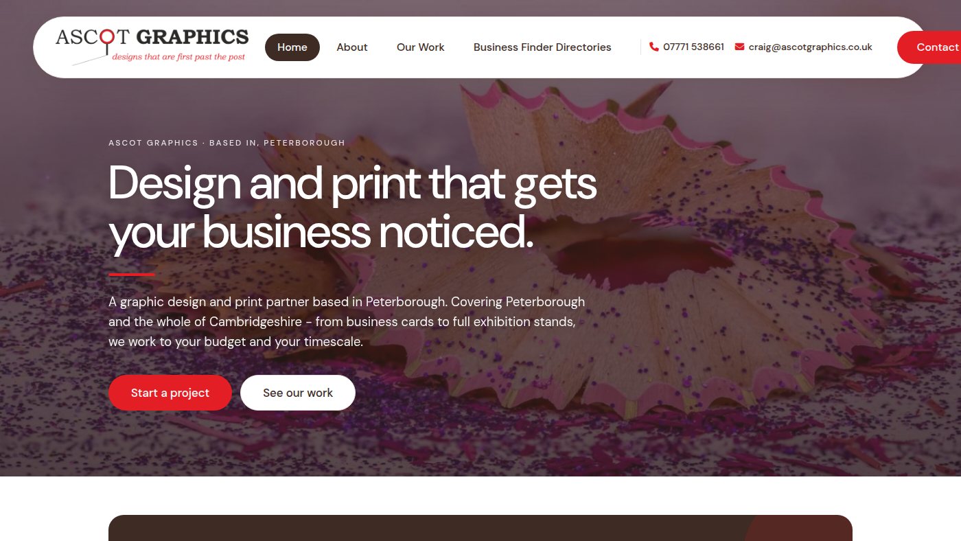 The home page of ascotgraphics.co.uk