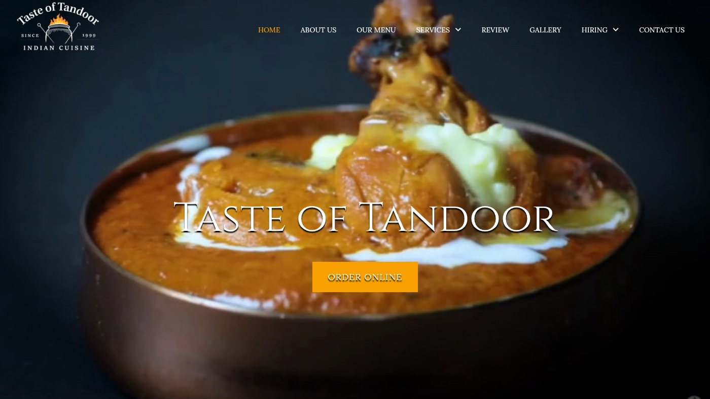 The home page of tasteoftandoor.com