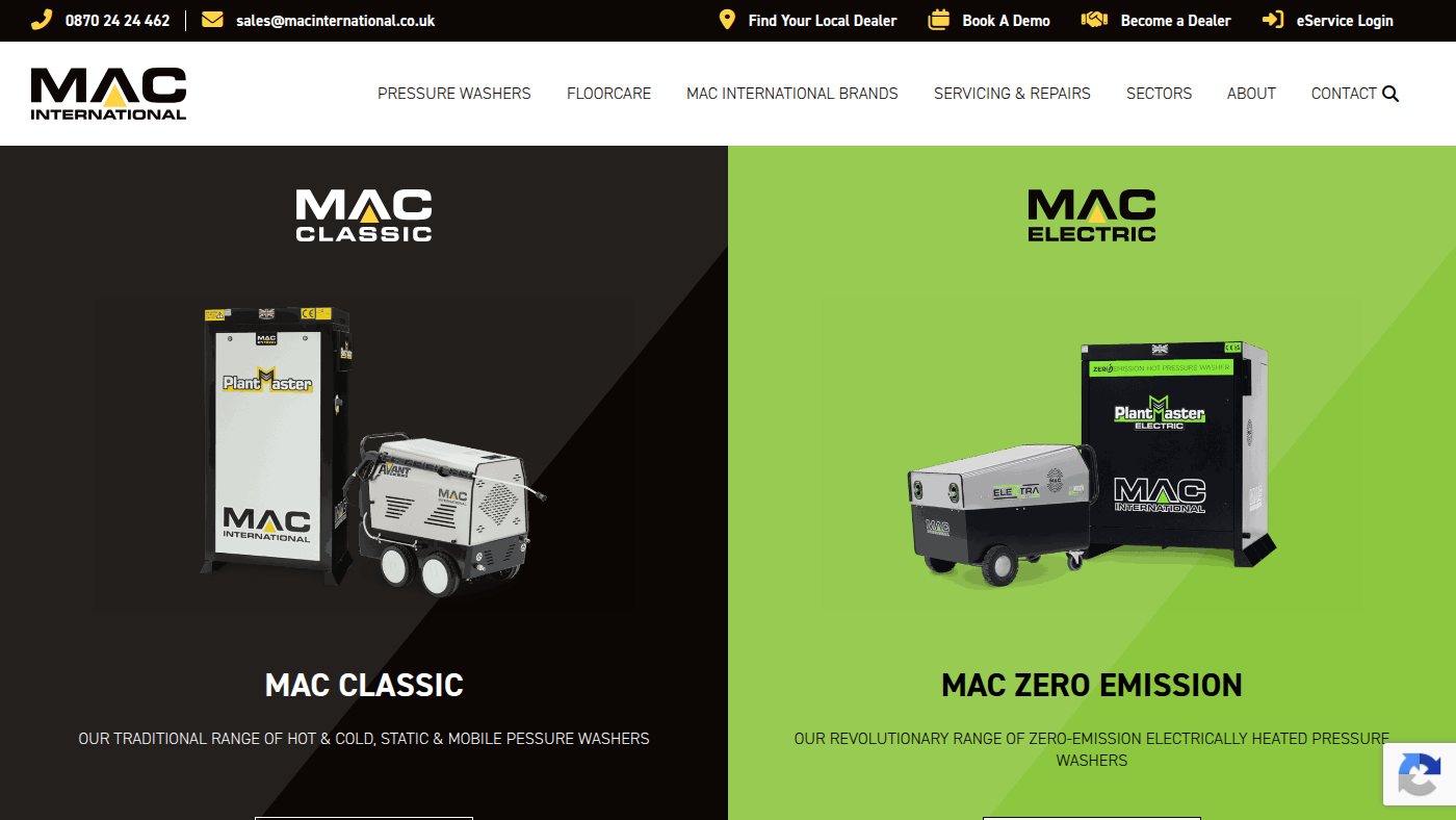 The home page of macinternational.co.uk