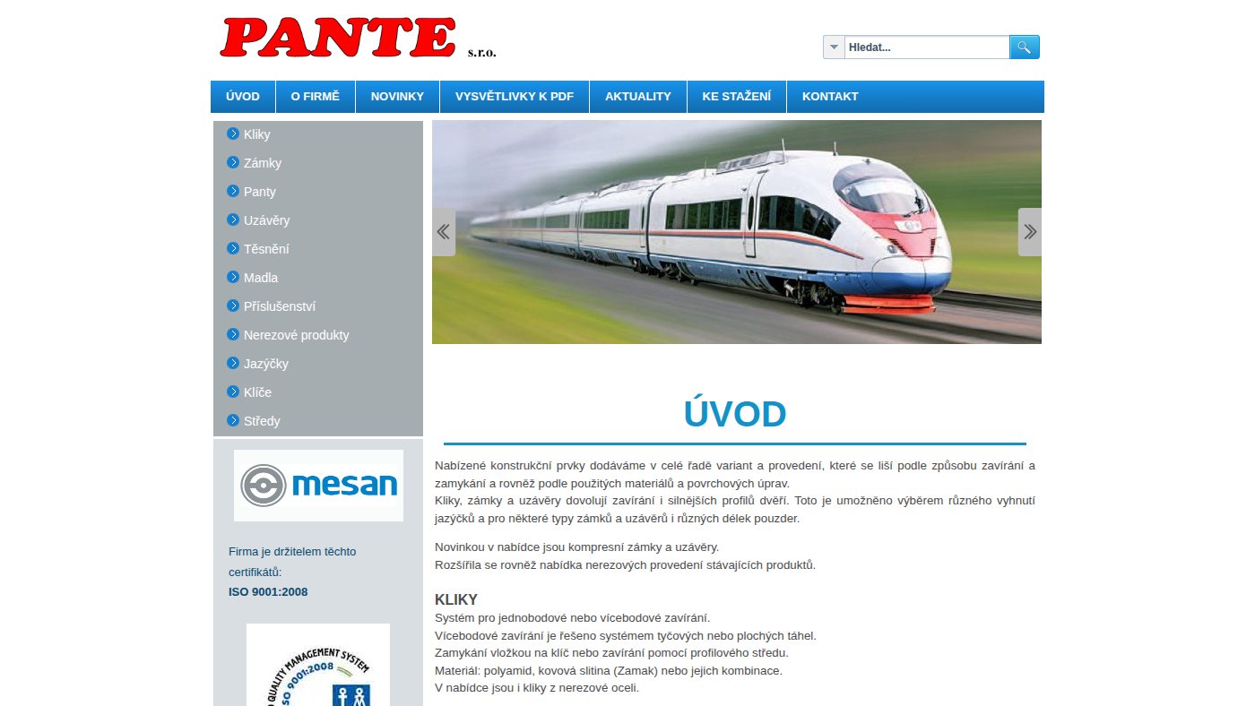 The home page of pante.eu
