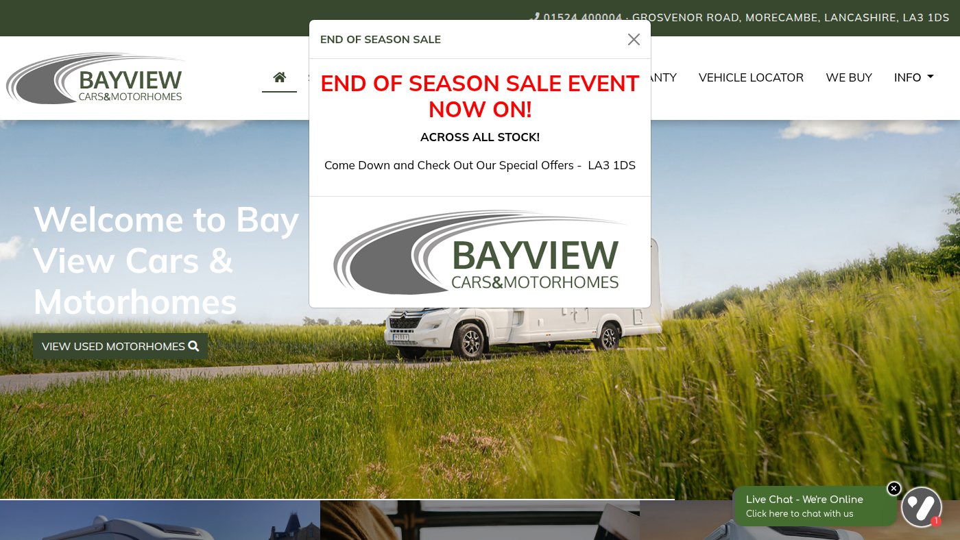 The home page of bayviewcars.co.uk