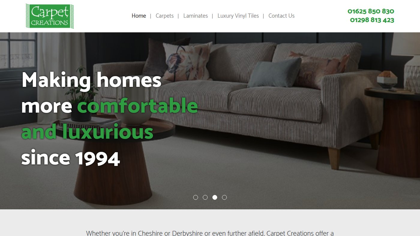 The home page of carpetcreationsonline.co.uk