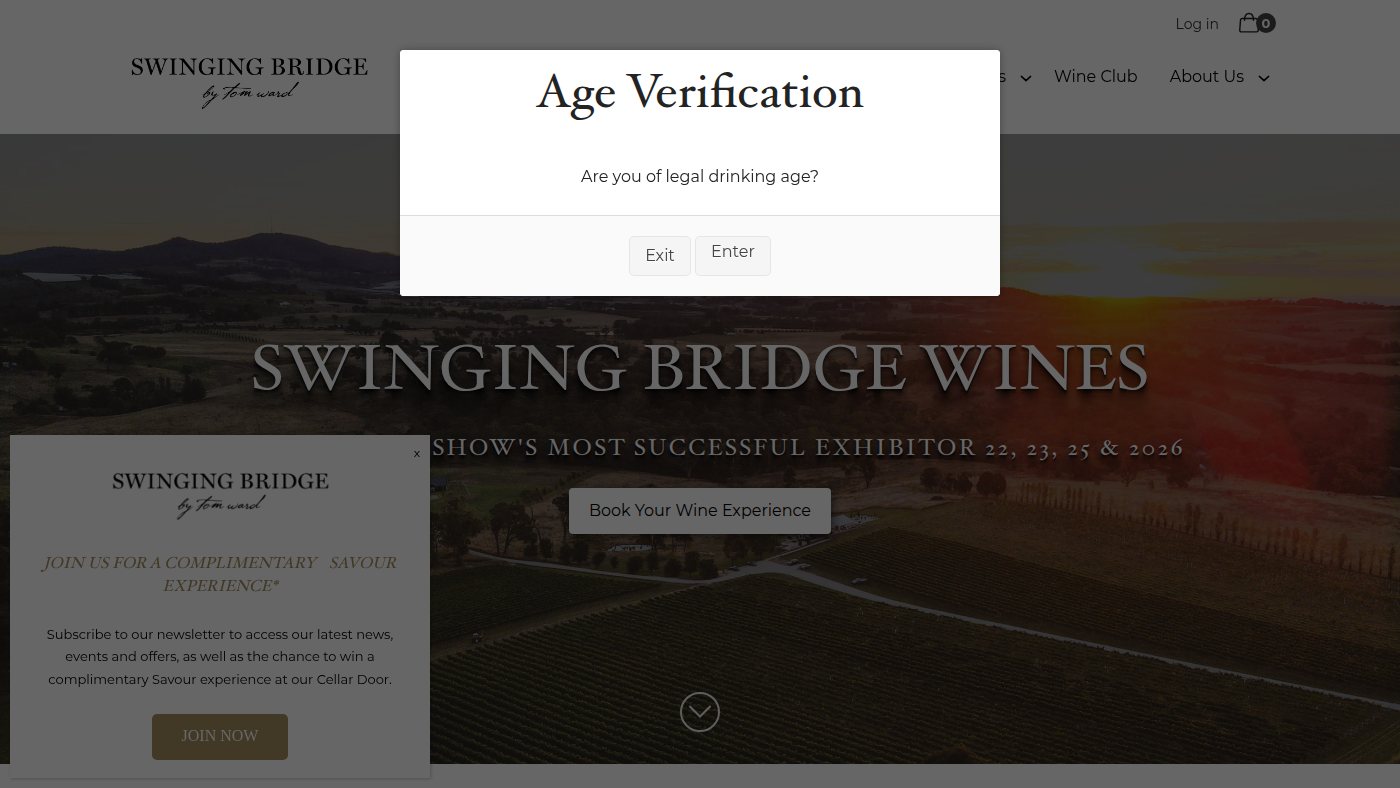 The home page of swingingbridge.com.au