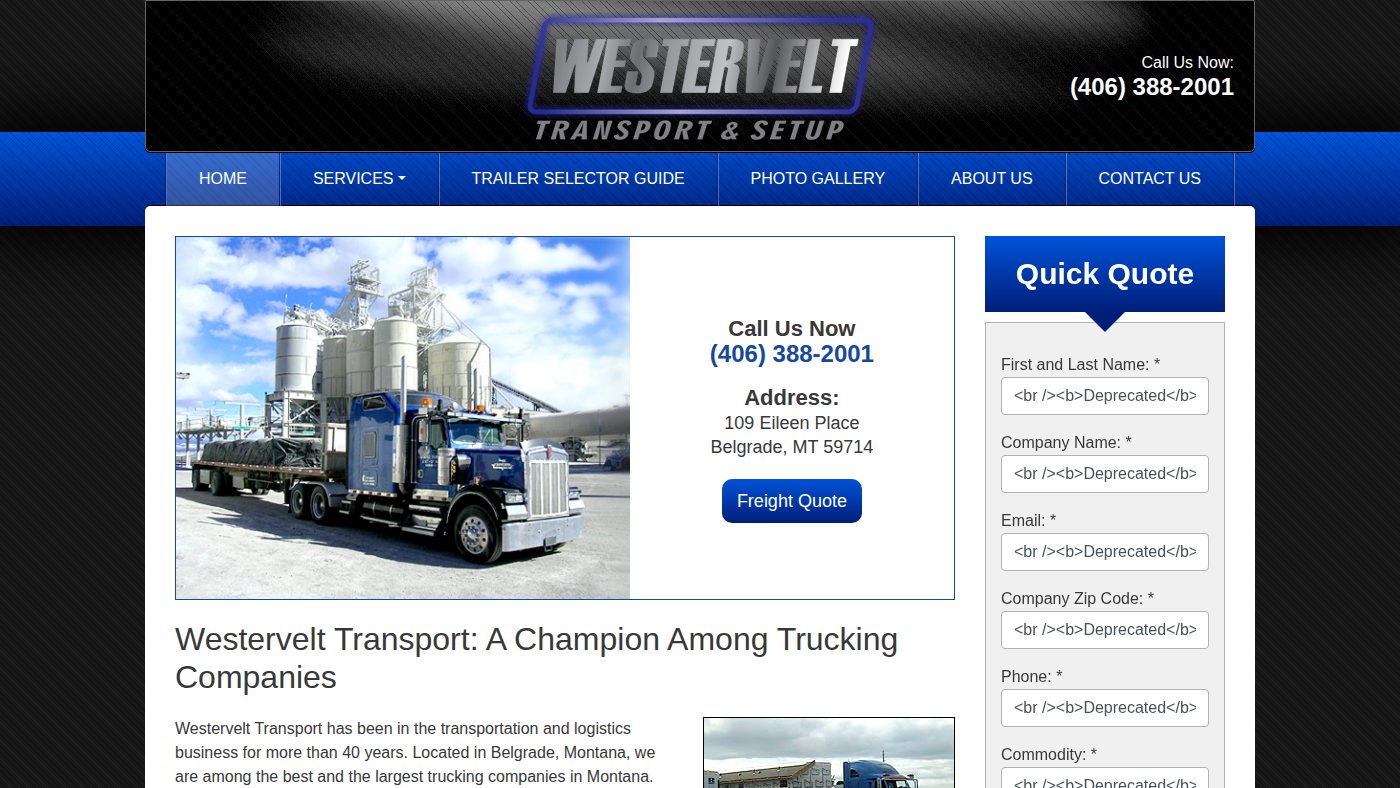 The home page of westervelttransport.com