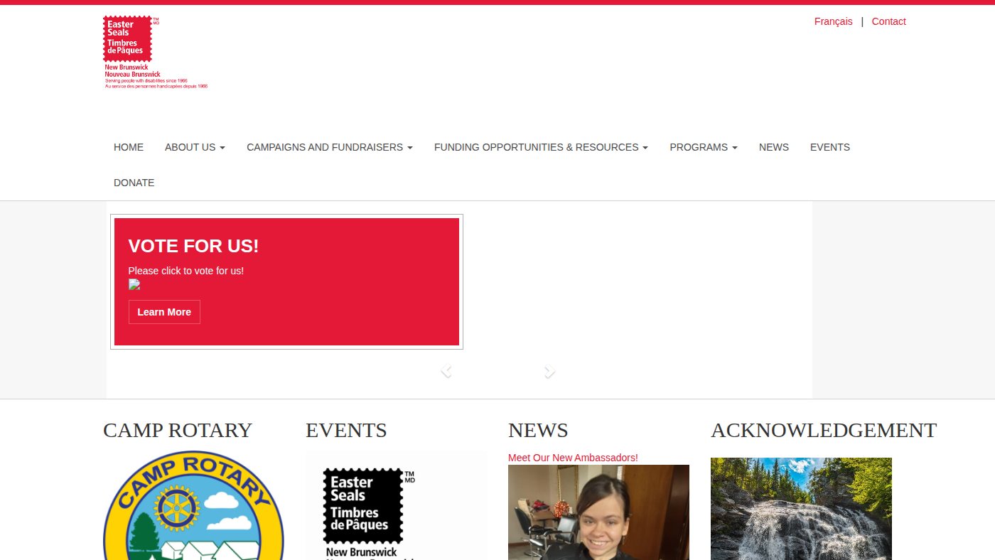 The home page of easterseals.nb.ca