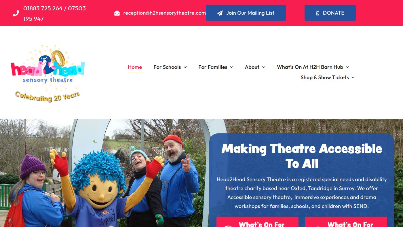 The home page of h2hsensorytheatre.com