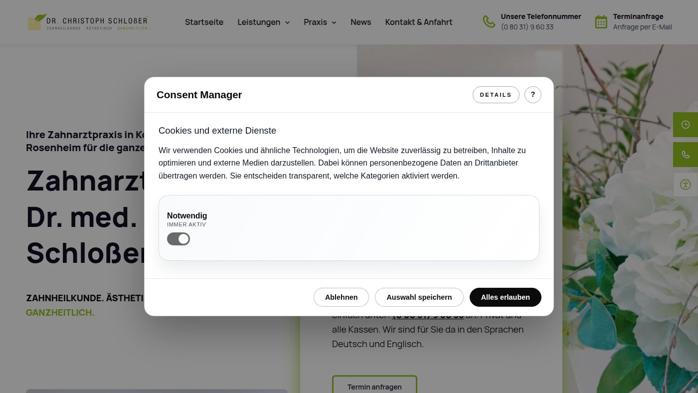 The home page of zahnarzt-dr-schlosser.de