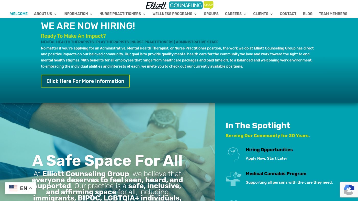 The home page of elliottcounselinggroup.com