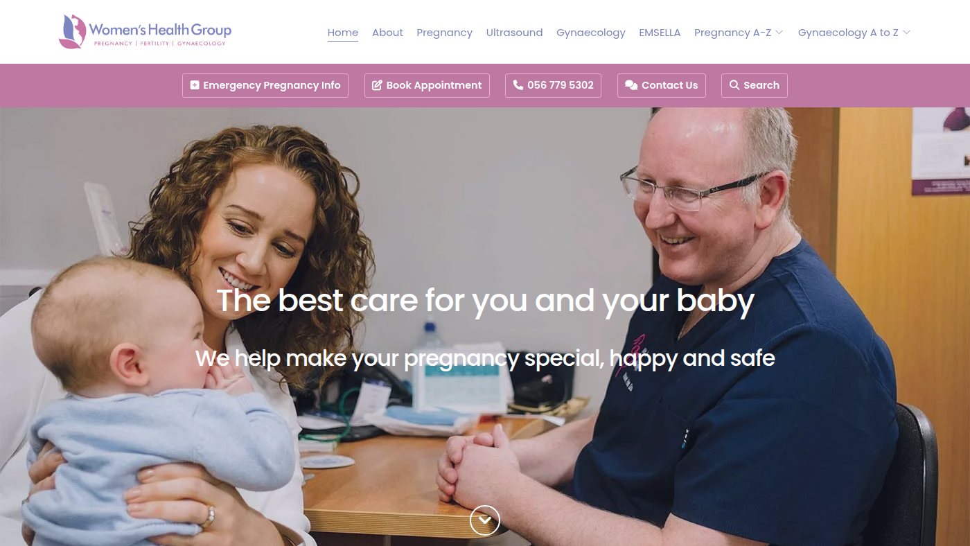 The home page of womenshealthgroup.ie