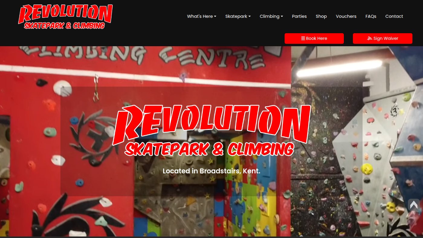 The home page of revolutionskatepark.co.uk