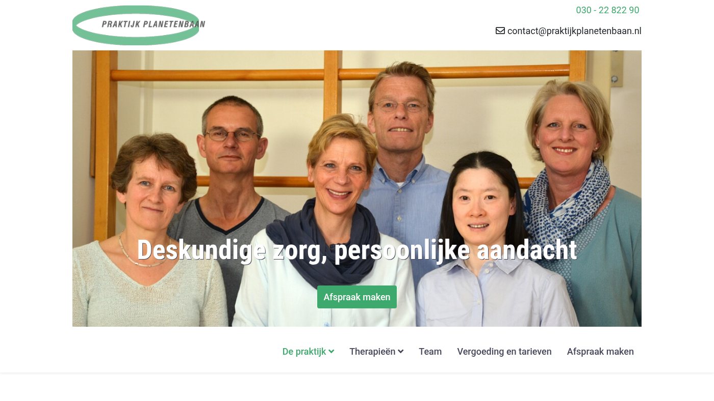 The home page of praktijkplanetenbaan.nl