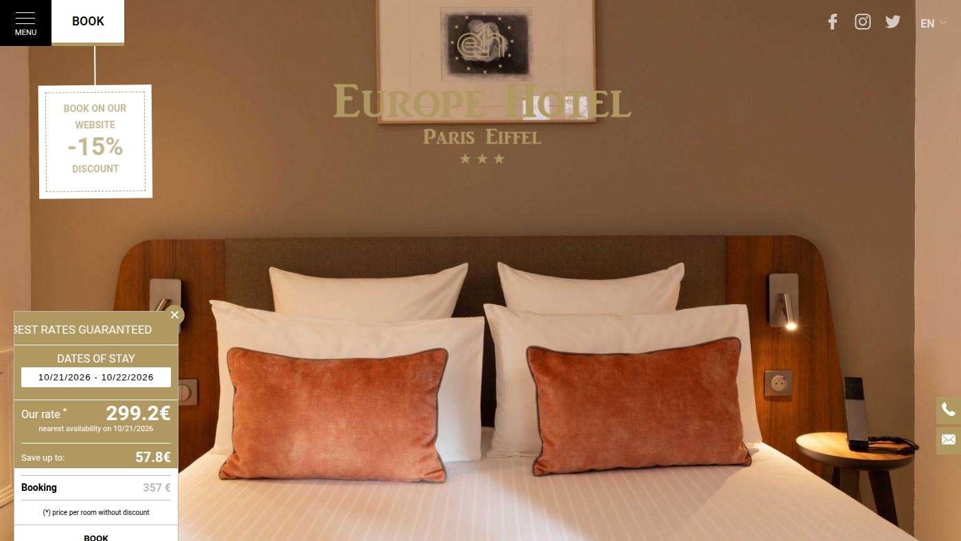 The home page of europehotelparis.com