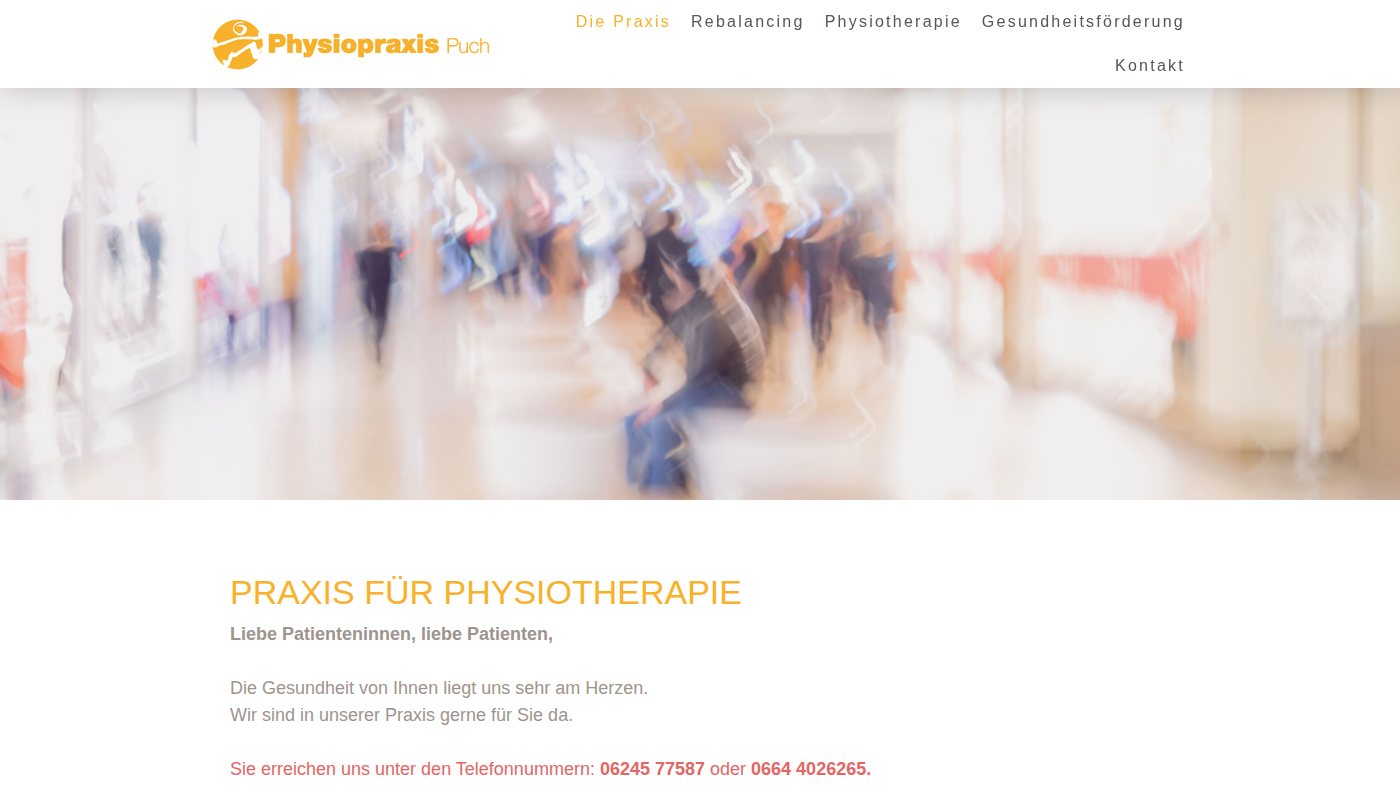 The home page of physiopraxis-puch.at