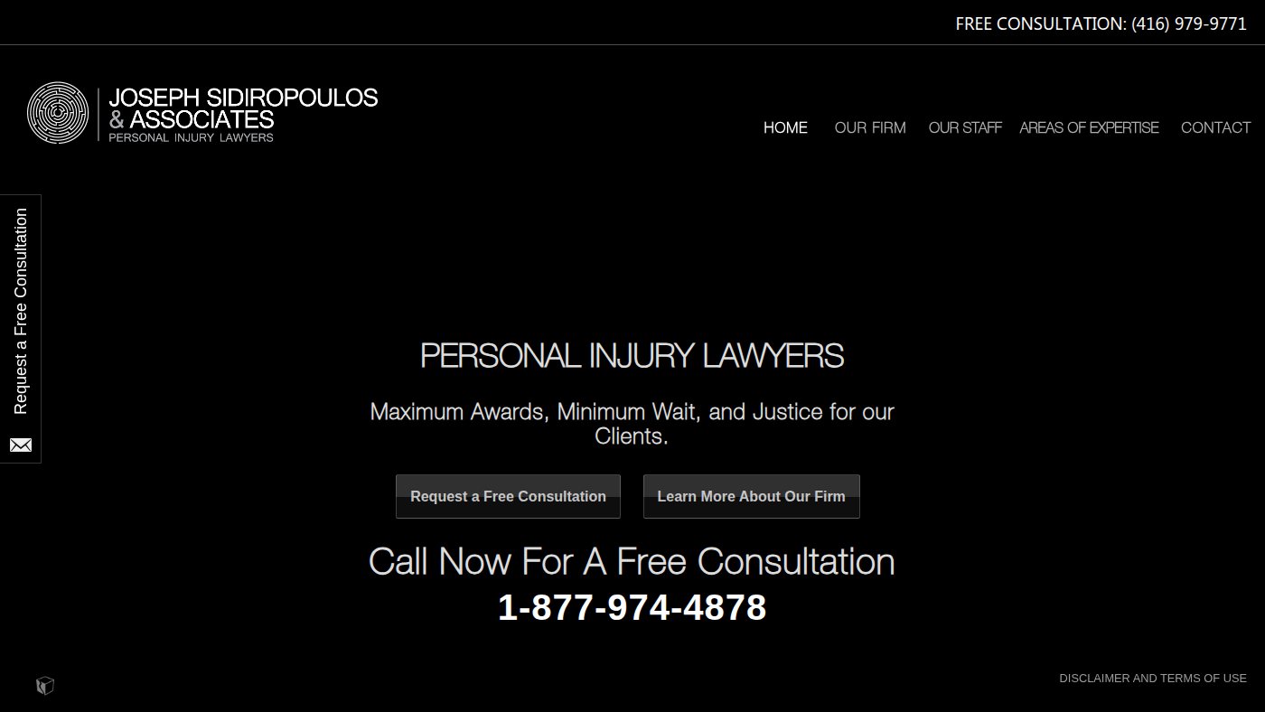 The home page of torontoinjurylaw.com