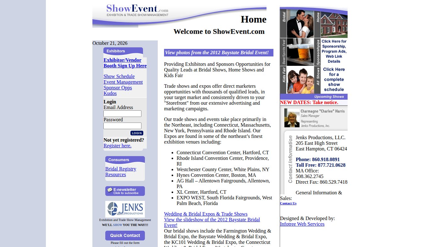 The home page of showevent.com