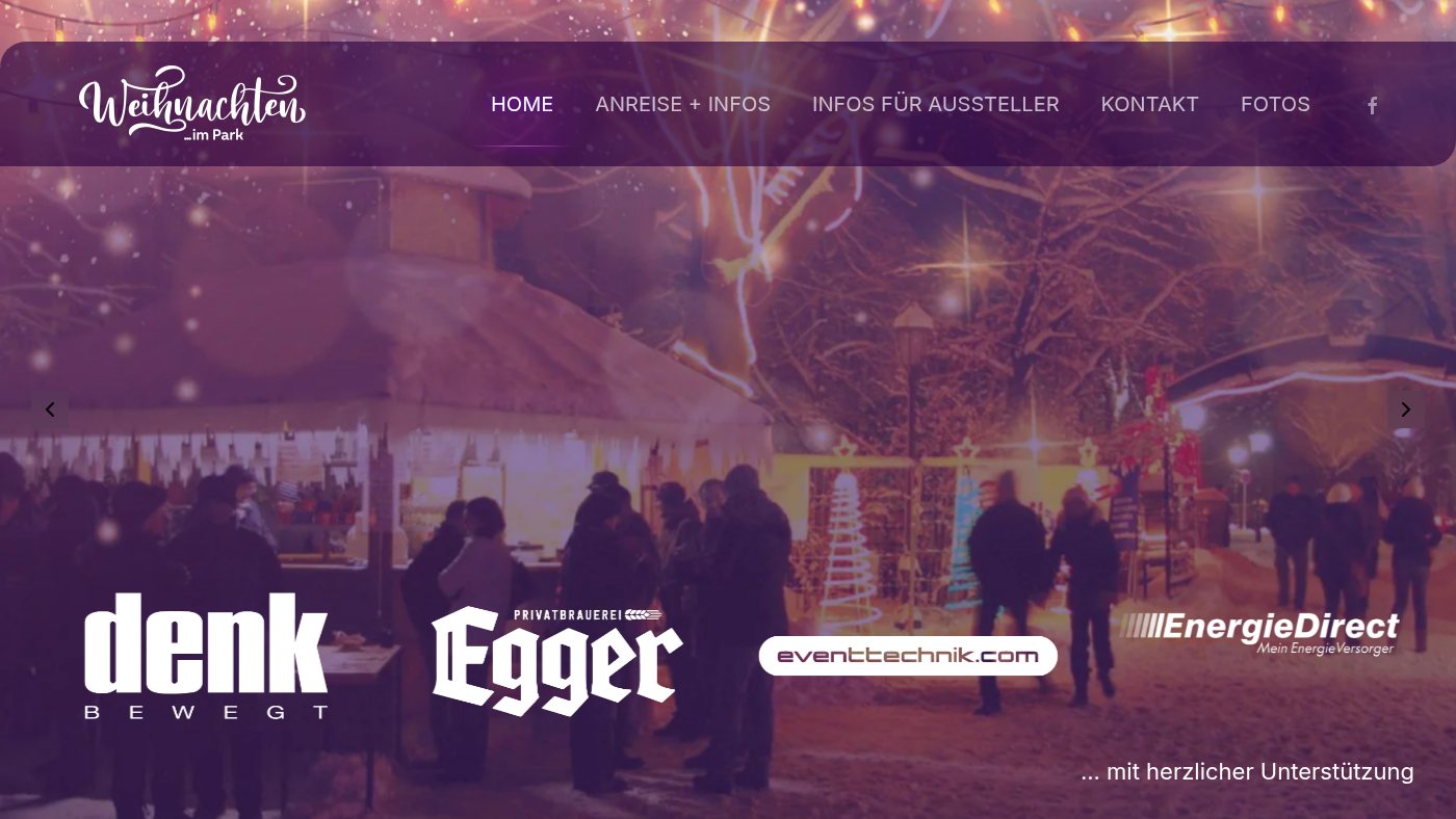 The home page of weihnachten-im-park.at