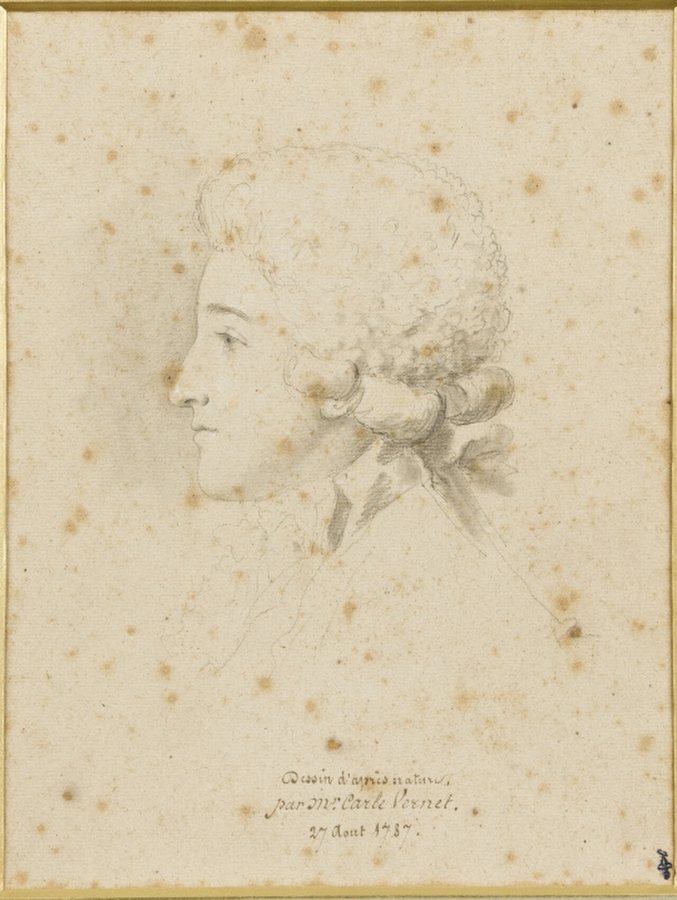 Profil 13-letniego Ludwika Filipa d’Orléans, narysowany przez Carle’a Verneta (27 sierpnia 1787)
