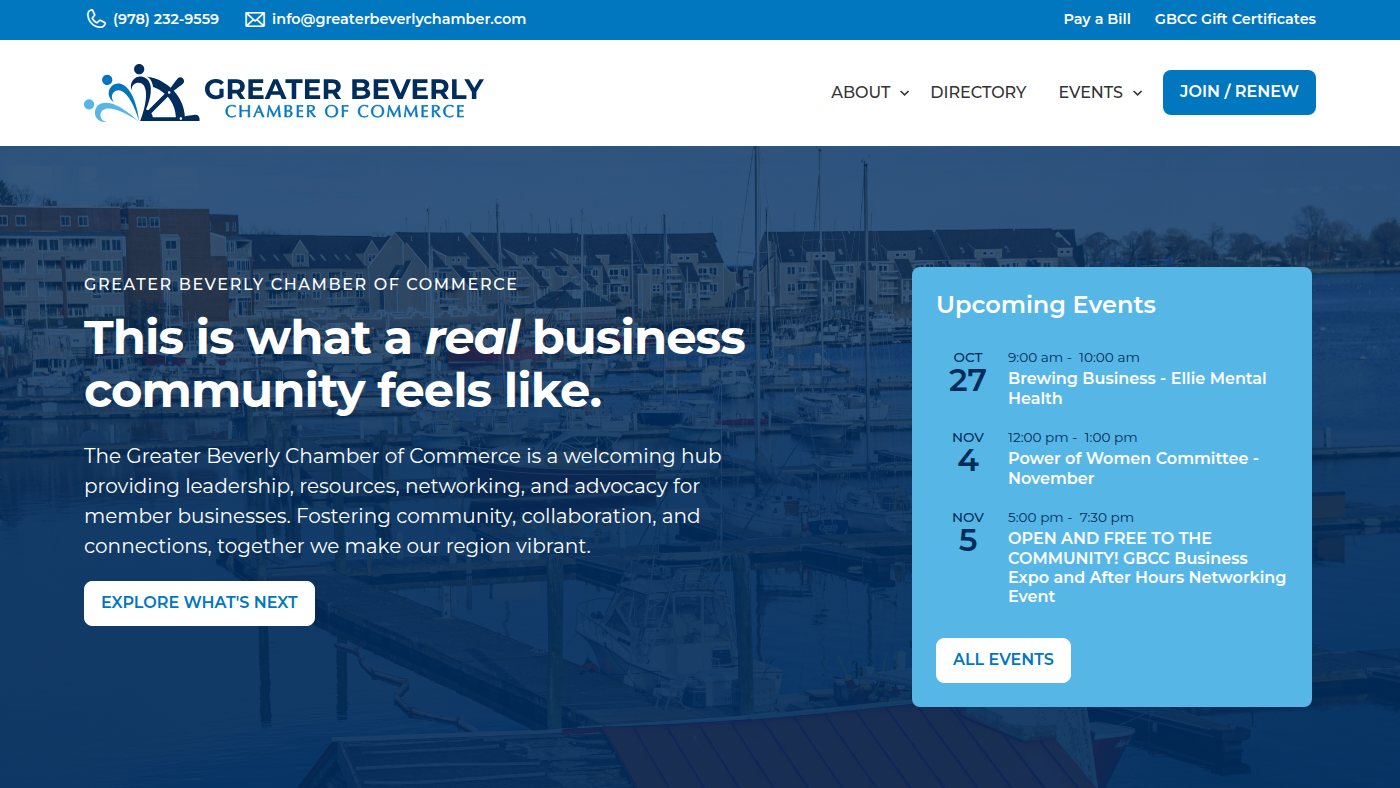 The home page of greaterbeverlychamber.com