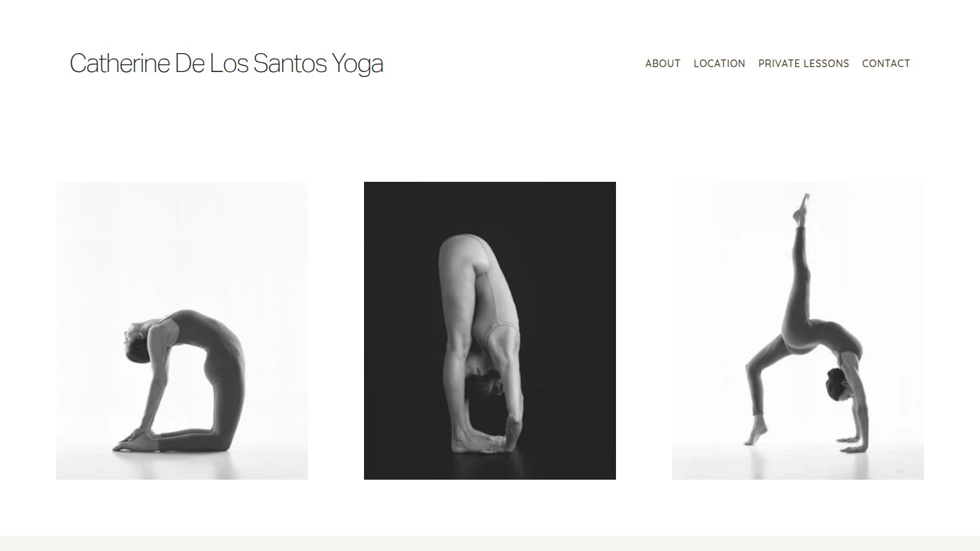 The home page of catherinedelossantosyoga.com