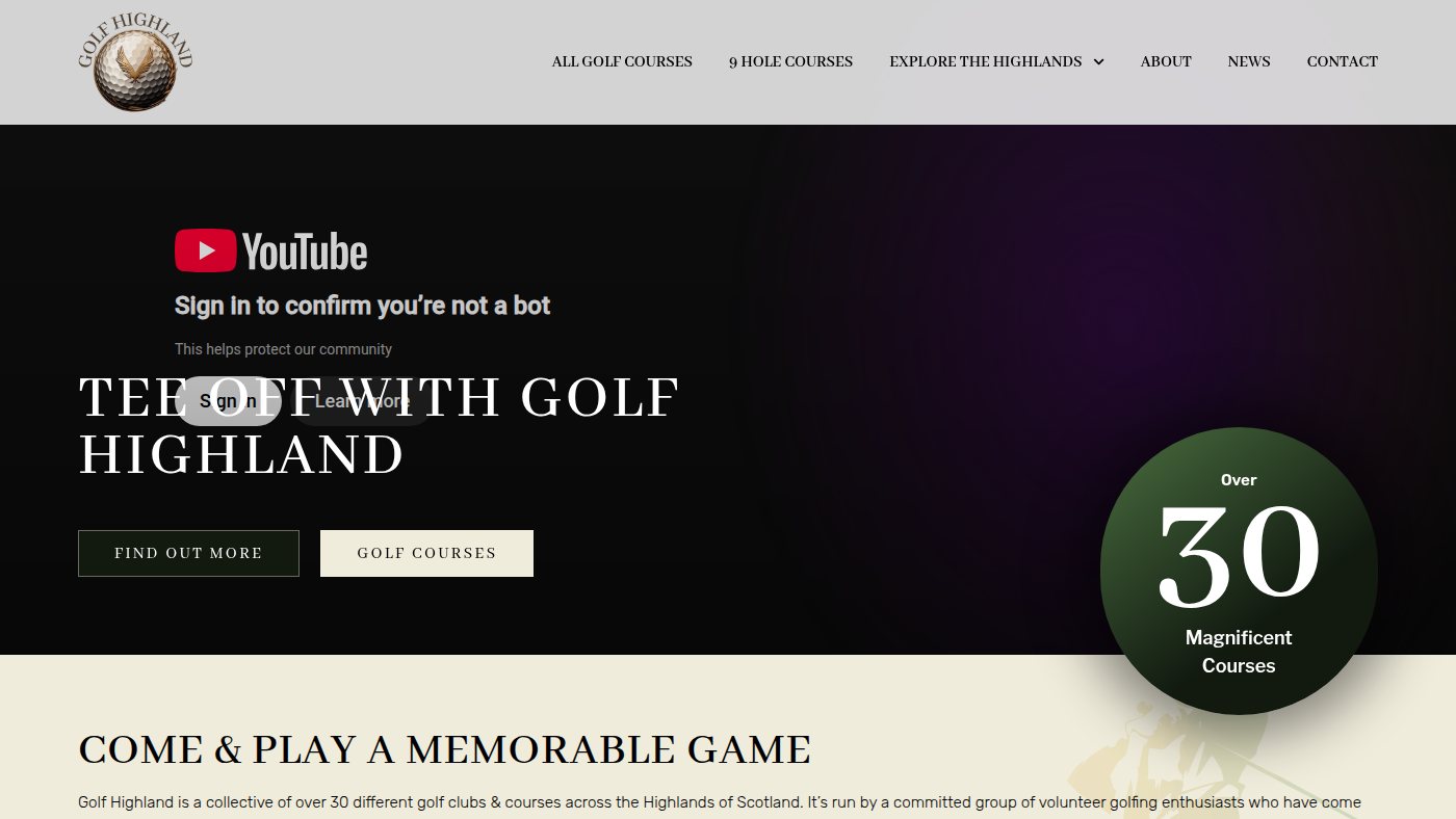 The home page of golfhighland.com