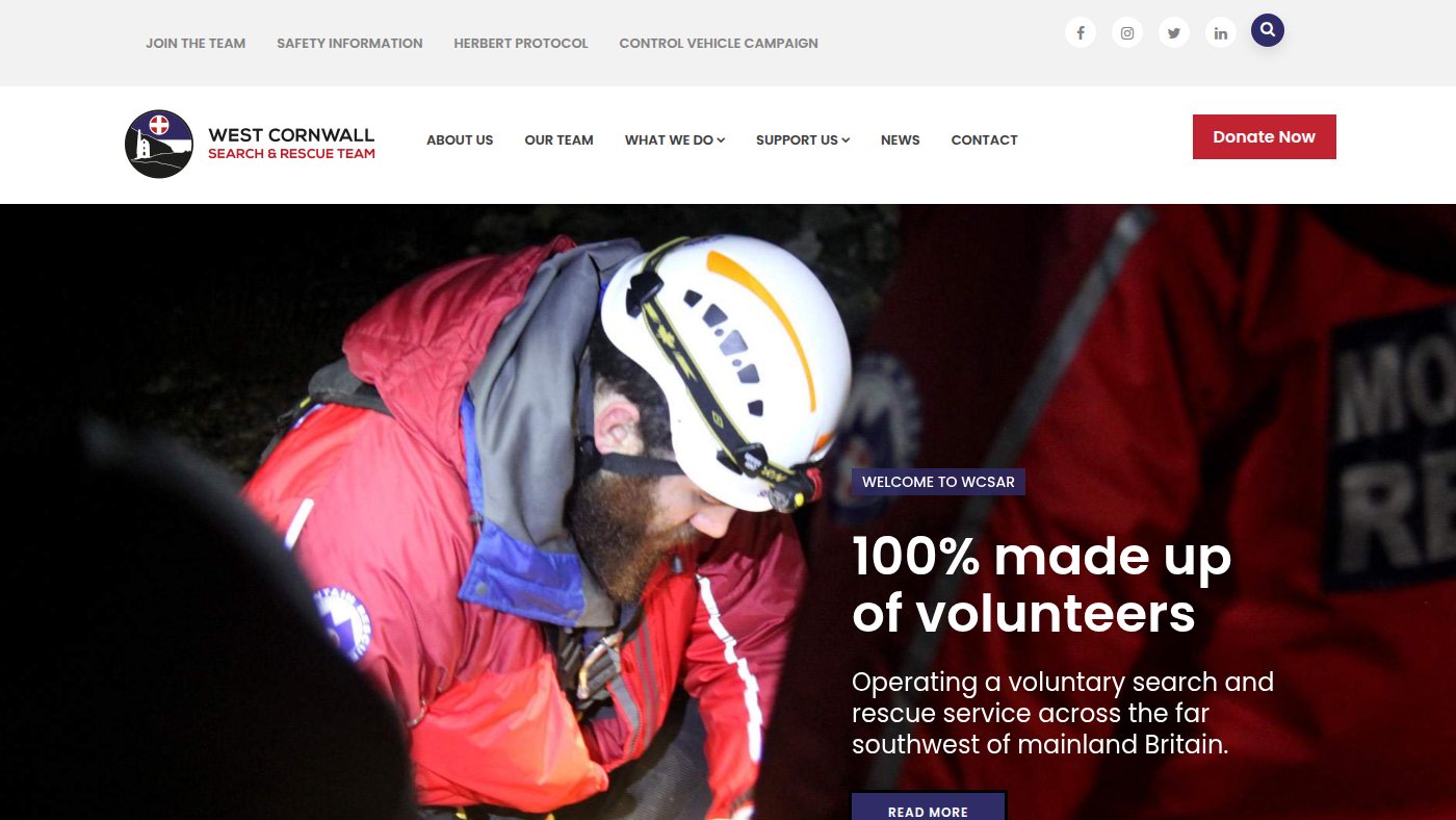 The home page of westcornwallsar.co.uk