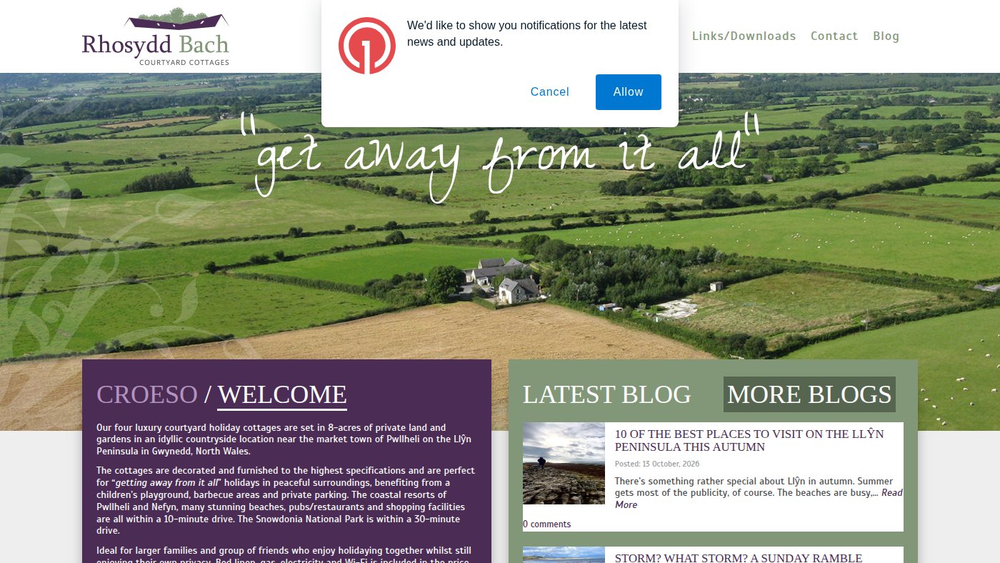 The home page of rhosyddbach.co.uk