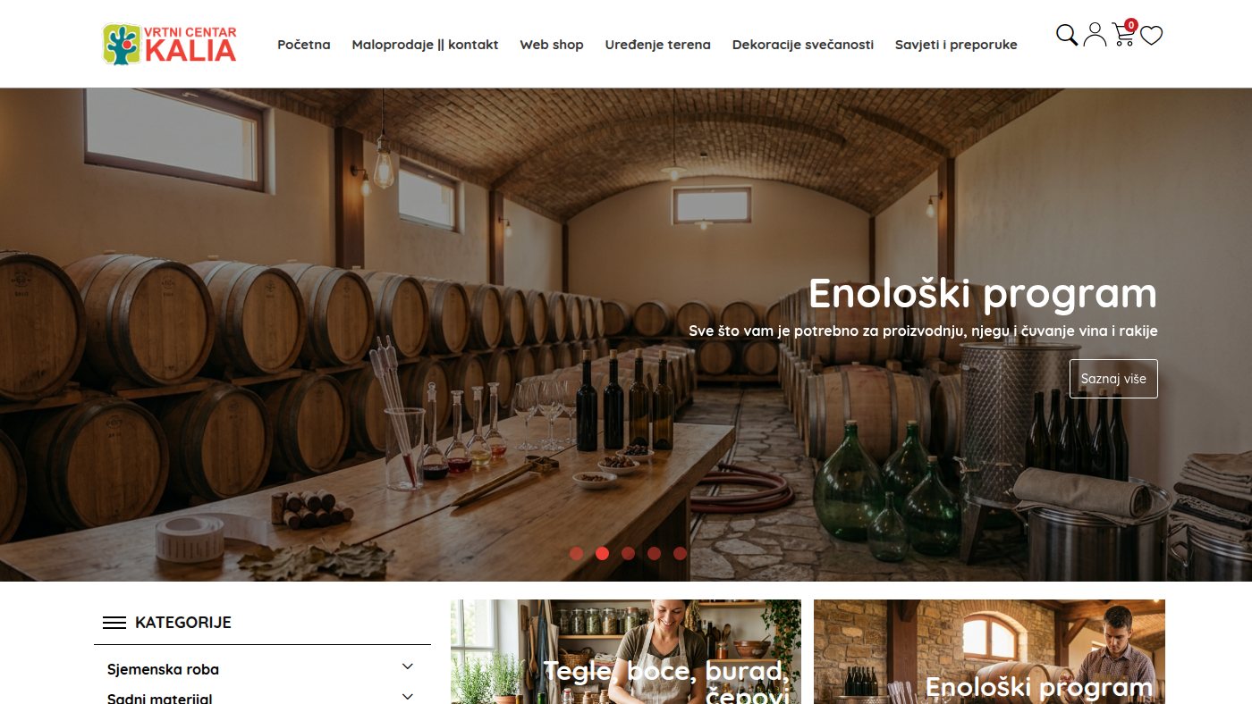 The home page of shop.kalia.co.me