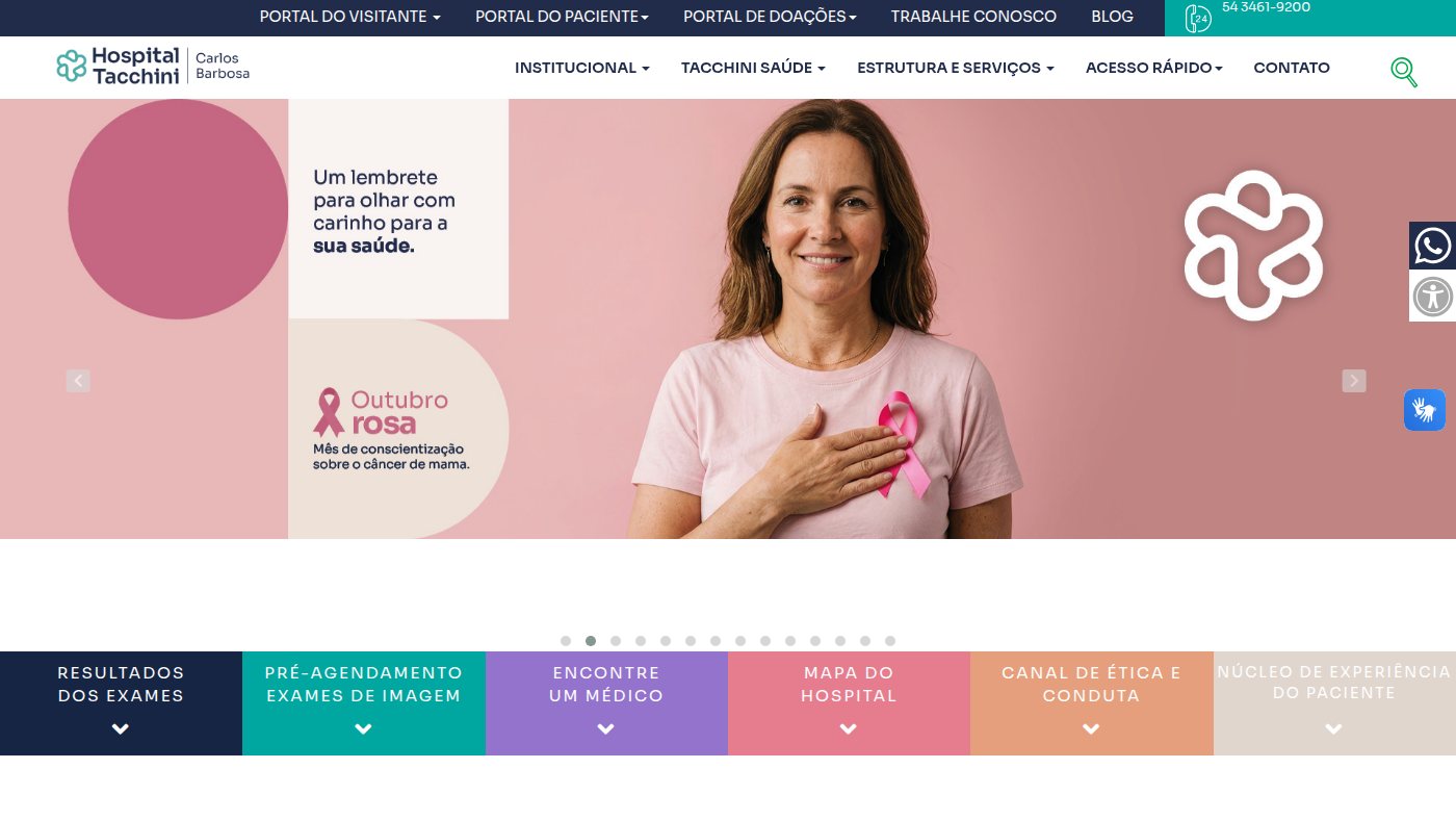 The home page of hospitaltacchinicb.com.br